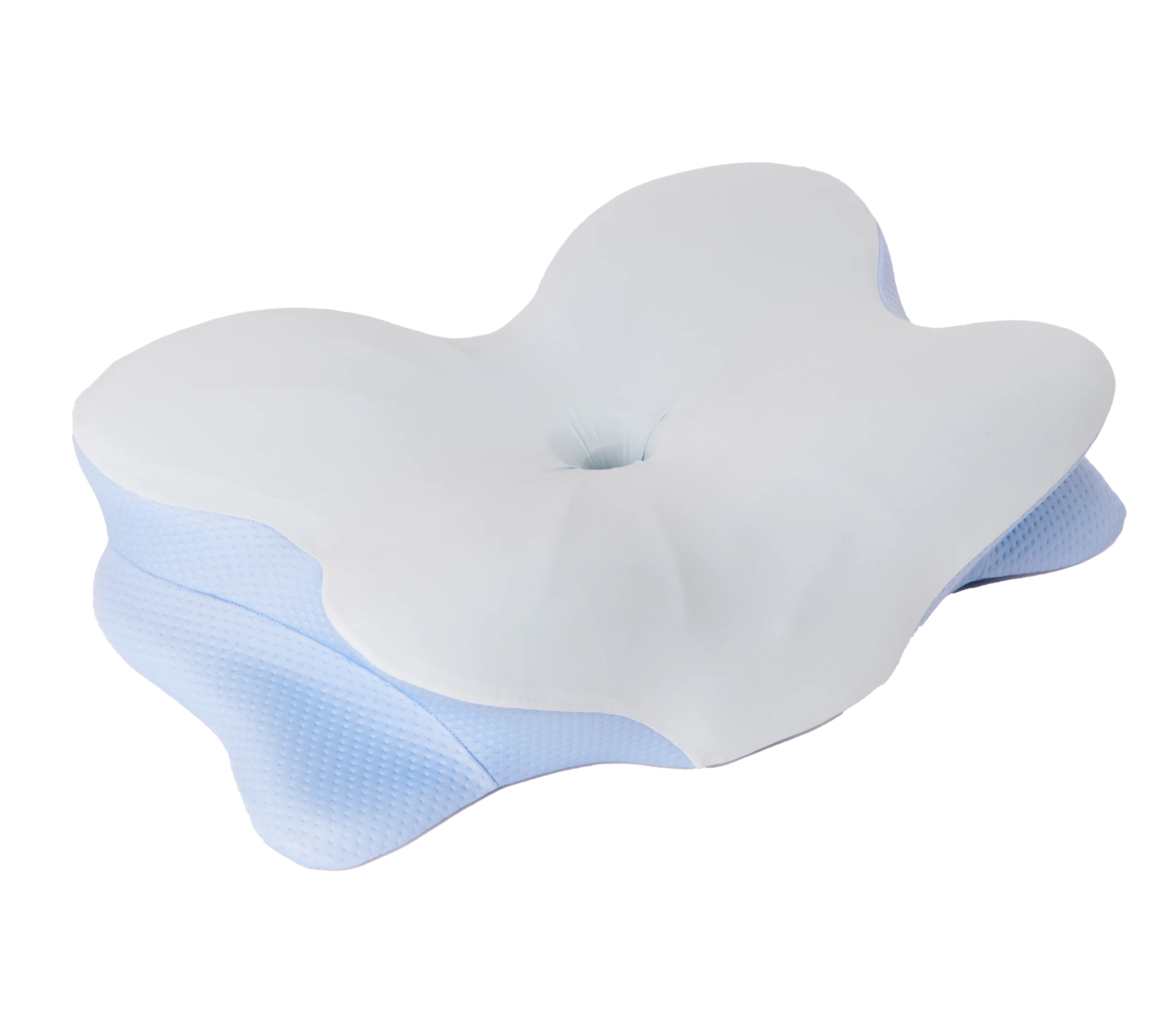 Angled product view of the Derila Ergo butterfly-shaped pillow